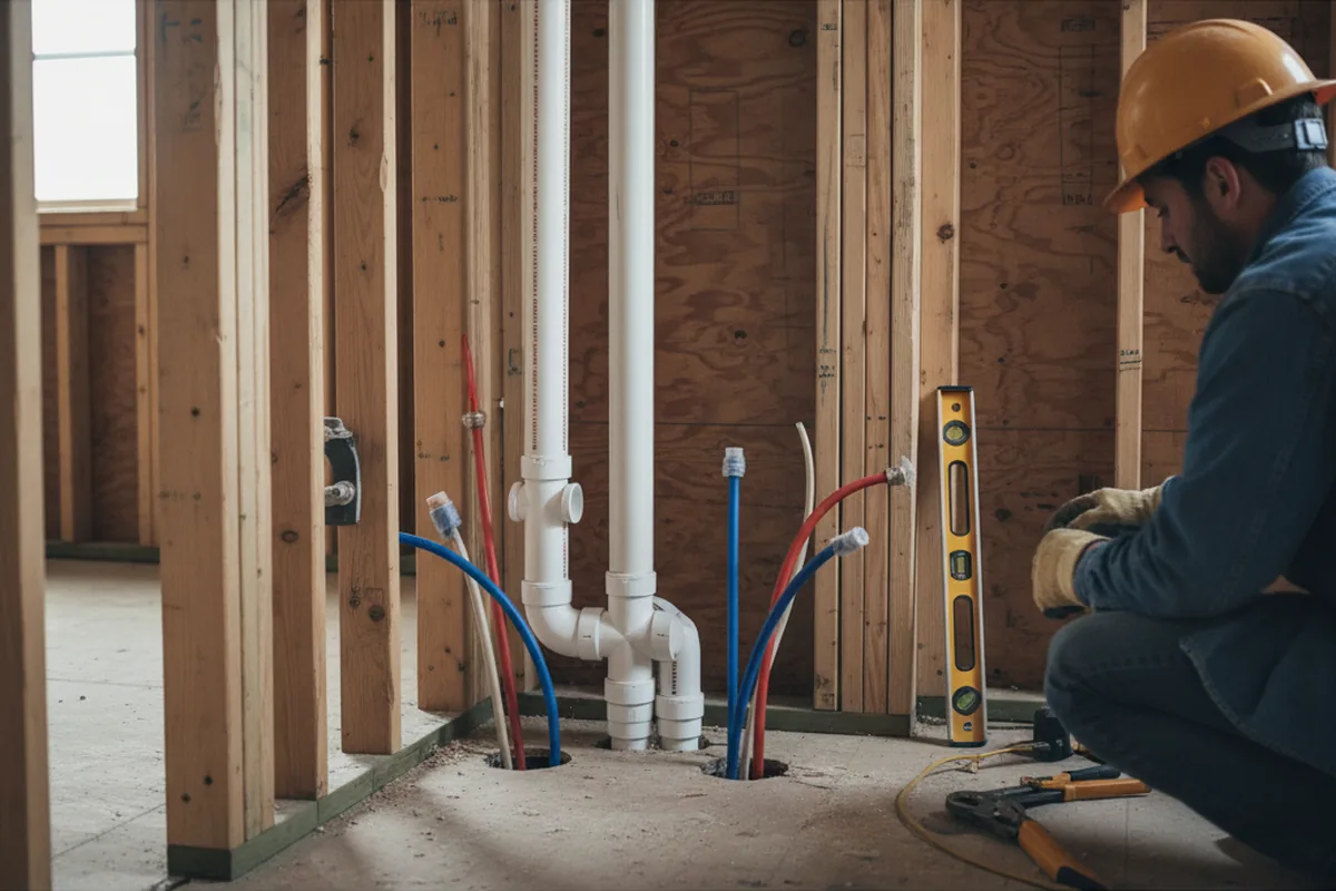 Drain and supply rough-in during Leak Detection in Brookside